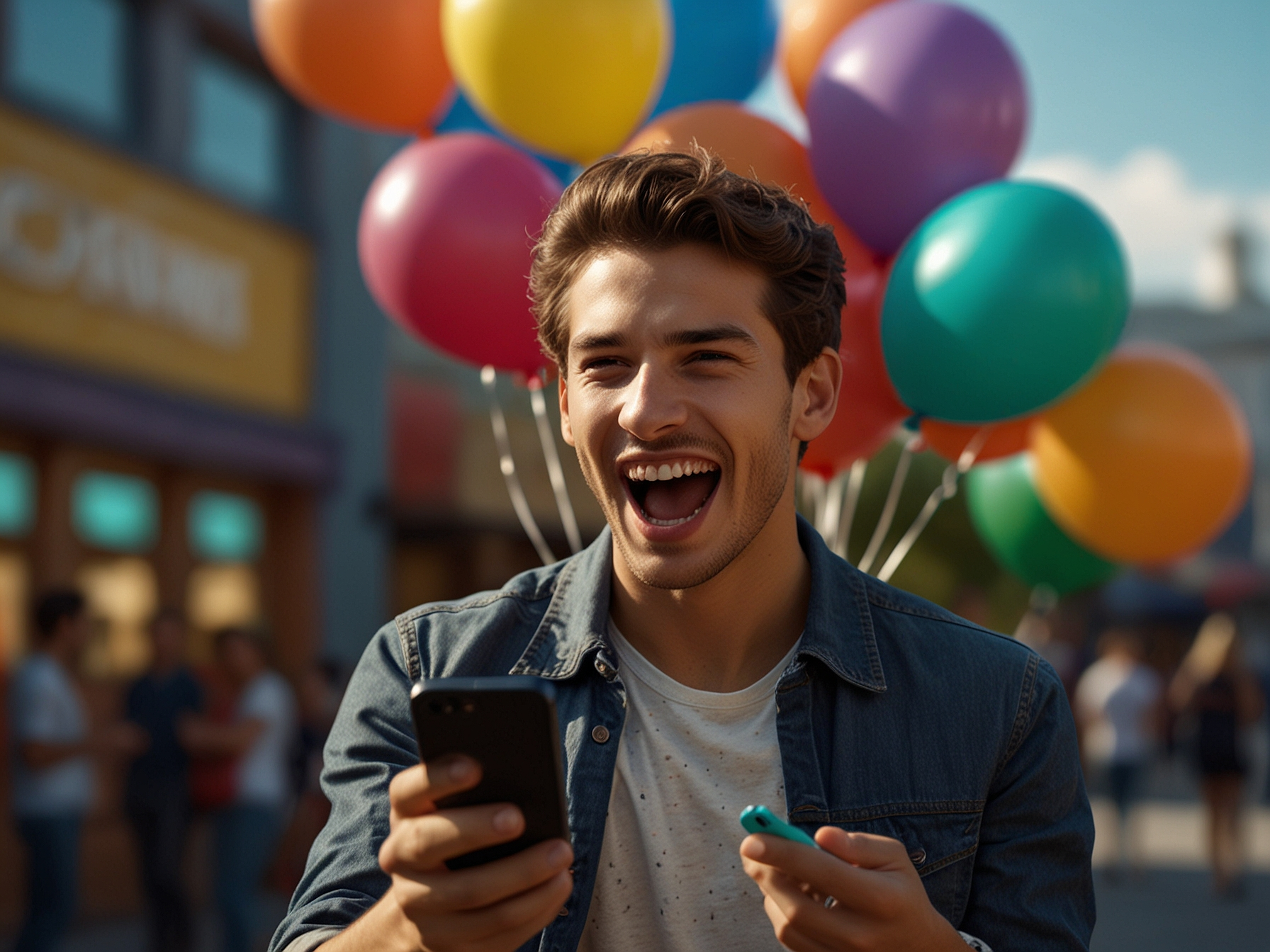 Jugando al Globo en la pantalla del móvil